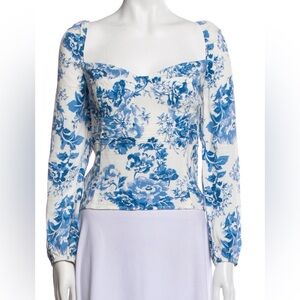 NWOT Reformation Reign Smocked Stretch Long Sleeve Olympia Floral Blouse size 10